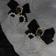 S日系軟妹浪漫可愛(ài)少女珍珠亮鉆耳釘蝴蝶結心形公主耳環(huán) 在逃公主耳夾款