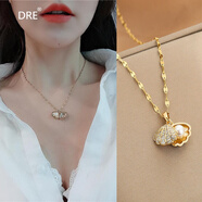 大絨鵝金色項鏈女2024年新款夏鎖骨鏈復古氣質(zhì)簡(jiǎn)約禮物貝殼吊墜 貝殼珠珠項鏈 金色