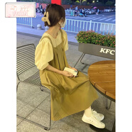 與欣（YUXIN）女生新款泡泡袖套裝連衣裙子夏天學(xué)生襯衫小個(gè)子寬松背帶連衣裙女 套裝裙子【一套】 均碼【可備注碼數(shù)】