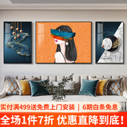 恒同 現(xiàn)代簡(jiǎn)約客廳裝飾畫沙發(fā)背景墻畫輕奢后現(xiàn)代人物掛畫晶瓷鑲鉆壁畫玄關(guān)臥室餐廳畫 絕代佳人B款 左右60*80中間100*80cm烤瓷鑲鉆