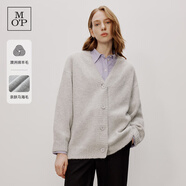 Marc O'Polo/MOP【商場(chǎng)同款】冬季新款V領(lǐng)綿羊毛混紡針織開衫女士 透明灰917 XS /160