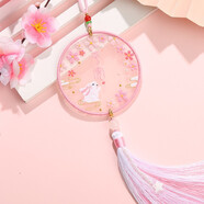 東方美繡新款平安符刺繡蘇繡diy創(chuàng)意禮物繡品歐根紗車(chē)掛件自己手工飾品 粉櫻時(shí)節(jié)【刺繡材料包】