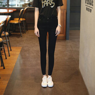 花嵐娜 韓版簡(jiǎn)約牛仔褲女中腰小腳春夏新款鉛筆褲女生緊身顯瘦百搭長(cháng)褲子 純黑 28碼