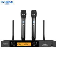 HYUNDAI現(xiàn)代無線話筒 U段無線手持一拖二 KTV婚慶舞臺(tái)演出專用麥克風(fēng) HD-02無線防串頻麥克風(fēng)