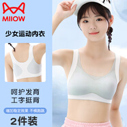 貓人2件發(fā)育期少女運動內衣學生大碼文胸矯正駝背防震運動無痕背心女 淺粉+淺綠【運動減震/調整身姿】 155 /80-L【建議80-100斤】