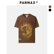 潘·麥克斯（PANMAX）PANMAX短袖男春夏季國字母美式寬松大碼半袖體恤情侶短袖T恤男款 淺棕色 4XL