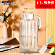 樂美雅涼白開冷水壺玻璃水壺家用大容量冷水壺茶壺檸檬果汁扎壺 透明大豎條壺+刷子