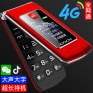 朵唯(DOOV)R19電信移動(dòng)聯(lián)通4G全網(wǎng)通觸屏手寫(xiě)帶按鍵翻蓋智能老年老人手機 微信抖音語(yǔ)音王老人老年手機 紅色（智能機系統-1G+8G內存-（觸屏+按鍵款） 4G全網(wǎng)通版