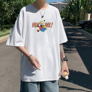 大魚(yú)界線(xiàn)ins超火的上衣服男ulzzang情侶裝夏裝短袖t恤男潮流學(xué)生班服原宿港風(fēng)bf半袖體恤打底衫 白色 2XL(145-160斤）