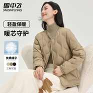 雪中飛羽絨服冬季圓領(lǐng)女士輕薄羽絨內恤美拉德色系純色簡(jiǎn)約時(shí)尚羽絨外套 灰咖|8130 L (165)