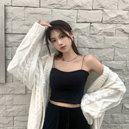 新款學(xué)生吊帶小背心女夏外穿內(nèi)搭短款打底抹胸內(nèi)衣無(wú)袖上衣韓版潮 黑色 均碼 70-135斤