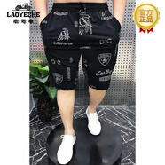 老爺車(chē)（LAOYECHE）2025歐洲站冰絲士短褲外穿五分褲運動(dòng)休閑中褲時(shí)尚沙灘七分 黑色 3XL 155-170斤