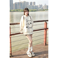 風(fēng)采兔毛衣女2024秋冬新款港風(fēng)韓系oversize潮牌設計感慵懶風(fēng)百搭針織衫 白色 均碼