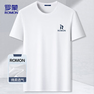 羅蒙（ROMON）T恤男夏季冰絲涼感短袖休閑青年圓領(lǐng)透氣打底衫上衣男LP004白XL