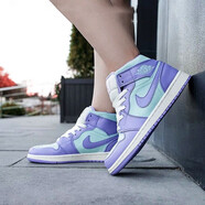 耐克（NIKE）男女鞋 AIR JORDAN 1 OG 運動(dòng)籃球鞋 554724-554725-500 紫藍綠 36.5