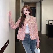 胖左柚胖妹妹大碼外套女200斤秋冬胖mm小香風(fēng)洋氣高級感加厚粗花呢新款 粉色小香 發(fā) 4XL 建議180-200斤