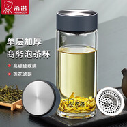 希諾希諾單層玻璃杯大容量加厚水杯子高端商務(wù)辦公泡茶杯車(chē)載便攜送禮 1203-拉絲杯蓋灰 530ml 1只