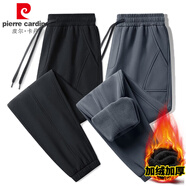 皮爾卡丹休閑褲男冬季新款加絨加厚保暖束腳小腳褲防風(fēng)防水登山軟殼長(cháng)褲男 黑色【單件】 L