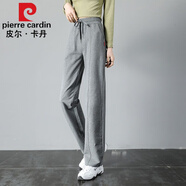 皮爾卡丹（pierre cardin）純棉新款休閑褲女衛(wèi)褲春秋季百搭寬松顯瘦抽繩直筒褲運(yùn)動(dòng)高腰松緊 深灰色 春秋款 XL 120-135斤