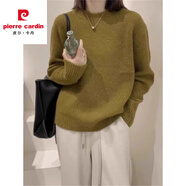 皮爾卡丹藍(lán)色浣熊絨圓領(lǐng)慵懶風(fēng)毛衣女秋冬季新歐洲站時(shí)尚洋氣針織上衣 姜黃色【韓系穿搭秋冬/今年流行 XL