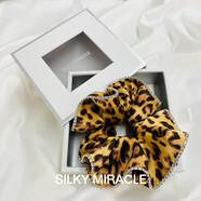 SILKY MIRACLE真絲水晶發(fā)圈FLAME桑蠶絲大腸頭花送女孩發(fā)飾禮盒高級感七夕禮物 豹紋頭花
