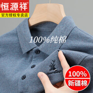 恒源祥100%純棉男士polo衫短袖t恤男夏裝純色半袖翻領(lǐng)體恤打底衣服 灰藍(lán) 20529短袖 XL 175