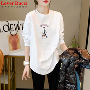 LOVER RUCCI中長款打底衫春秋內搭小個子長款長袖t恤女遮屁股鯊魚褲搭配上衣 998-58白色 L 適合110-125斤