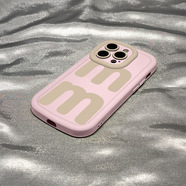 雷珞克個(gè)性M字適用蘋(píng)果15promax泡芙手機殼iPhone14131211硅膠殼全包7 8plus液態(tài)軟殼13潮牌個(gè)性12 泡泡殼-櫻花粉-LKY雙字母M 蘋(píng)果14PROMAX