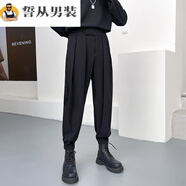 誓從搭配馬丁靴的褲子男冬季搭配馬丁靴的褲馬丁褲魔術(shù)貼束腳褲春秋季 黑色（加絨款加30員） 常規(guī) XL