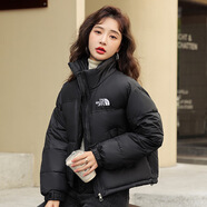 南極人小個(gè)子羽絨棉服女短款加厚2024冬新款撞色拼接面包服寬松棉襖外套 黑色 M