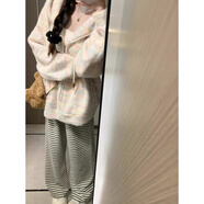 CTOX奶fufu慵懶風(fēng)連帽針織開(kāi)衫外套女軟糯休閑外穿毛衣春秋新款上衣潮 彩虹色版 L【建議105-115斤】