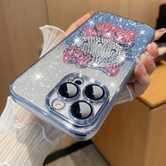 速舞 蘋果15promax手機(jī)殼女款立體KT鑲鉆16Pro自帶鏡頭膜iPhone13硅膠軟殼14Pro全包防摔12閃粉保護(hù)套 【遠(yuǎn)峰藍(lán)】閃粉立體鑲鉆KT+自帶防塵網(wǎng) iPhone 13【6.1寸】