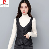 皮爾卡丹（pierre cardin）羽絨內(nèi)膽女馬甲內(nèi)穿輕薄修身保暖貼身打底小背心2024年 黑色(吊帶按扣款) 2XL 體重120-135斤