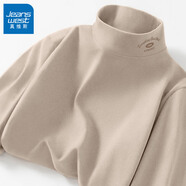 真維斯（JEANSWEST）雙面德絨打底衫男秋冬季長袖t恤男保暖內(nèi)搭上衣加絨半高領(lǐng)秋衣男 高領(lǐng) 杏色 小順利_K_左領(lǐng)角 3XL