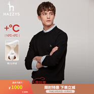 哈吉斯（HAZZYS）男裝秋季毛衣純色簡(jiǎn)約保暖針織衫男ABYZD0ACX50 黑色BK M (170/92A 46)