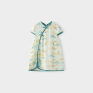 巴厘小豬女童短袖連衣裙夏季薄款小女孩公主裙兒童國風(fēng)衣服夏 高山流水 90 cm