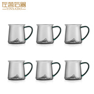左茗右器耐熱玻璃杯子功夫小茶杯加厚高硼硅透明茶具品茗杯茶道杯套裝 觀山杯6只【160ml】