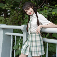 圣洛鋒 原創(chuàng  )JK制服百褶裙女銀線(xiàn)格裙套裝全套少女學(xué)生日系學(xué)院風(fēng) 綠野仙蹤（45CM短袖套裝） XL 腰圍（72-76）