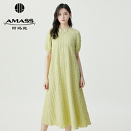 阿瑪施（AMASS）女裝2025春夏新款清新活力減齡肌理感廓形洋裝連衣裙5500534 嫩芽綠 S (2碼)