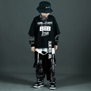 NUBEXI男童嘻哈街舞潮服套裝兒童hiphop跳舞帥氣兩件套春秋長(zhǎng)袖中大童裝