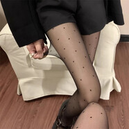 ARPGNHN高個(gè)子加長(cháng)版波點(diǎn)絲襪加襠加大碼黑色連褲襪女愛(ài)心圓點(diǎn)黑絲打底襪 黑色波點(diǎn) 大碼/雙面加襠