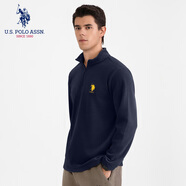 U.S. POLO ASSN.衛(wèi)衣男秋冬季長袖t恤男抓絨衣外套保羅運(yùn)動衣服男裝藏青3XL
