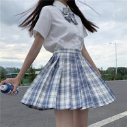 歌蜜奴 半身裙jk制服套裝春夏新款百褶裙電競少女日系校服學生短裙子 短袖襯衣 M