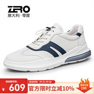 零度男鞋休閑皮鞋2025新款潮流男士休閑鞋品牌真牛皮小白鞋舒適運(yùn)動鞋 白藍(lán)1130(歐碼) 38