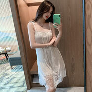 美黛遇睡衣女夏性感吊帶睡裙女夏季冰絲網(wǎng)紗新款大碼誘惑純欲 白色【裙子】 小碼【80-110斤】
