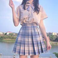 HERAGAIA川町香jk制服百褶半身格裙2025夏套裝格子正版學(xué)院風(fēng)學(xué)生校服短裙 02冰淇淋格裙+短袖襯衫+領(lǐng)結 L （推薦100斤-110斤）