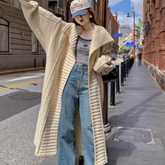妙奕嘉長(zhǎng)款毛衣女2024新款針織衫秋冬季女士毛衣開(kāi)衫外套加厚毛線衣慵懶 奶白色麻花大翻領(lǐng)外套 均碼