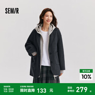 森馬（Semir）外套女中長款西裝領(lǐng)通勤百搭寬松2024冬新款含羊毛雙面呢夾克 灰色調(diào)00322 XL