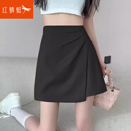紅蜻蜓2025年時尚純色高腰a字半身裙女夏季夏裝新款百搭包臀裙顯瘦短裙 黑色短裙 L 【建議106-117斤】