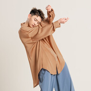 Nobana現代舞蹈襯衫練功服男女款演出服寬松上衣飄逸長(cháng)袖襯衣舞蹈生服裝 摩卡棕 XL